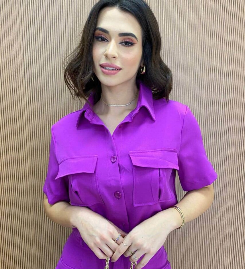 Conjunto Feminino Alfaiataria Luna Cropped e Saia Fúcsia - Fernanda Ramos Store
