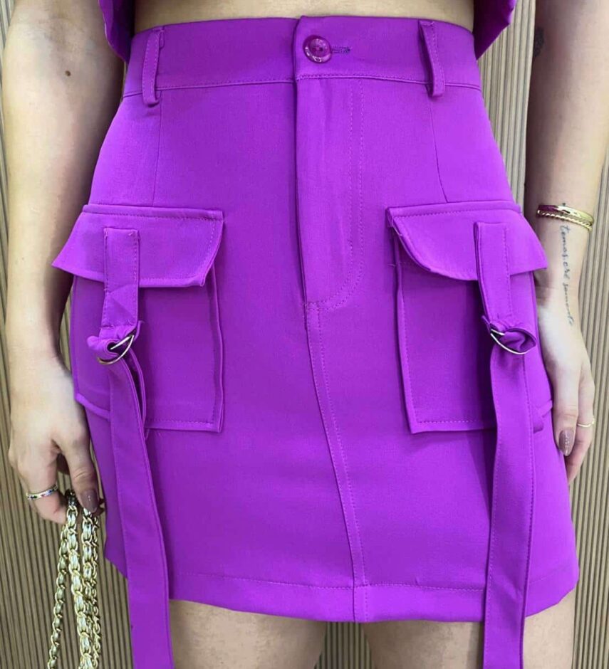 Conjunto Feminino Alfaiataria Luna Cropped e Saia Fúcsia - Fernanda Ramos Store