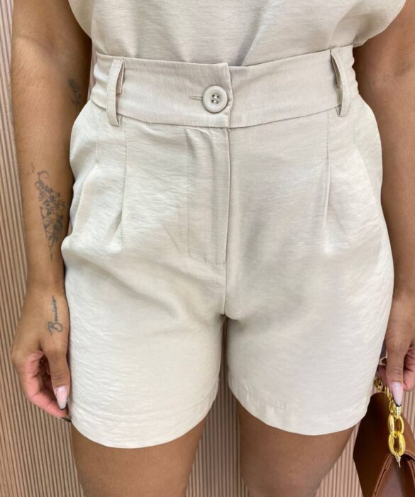 Conjunto Feminino Cléo Short e Cropped Alongado Bege - Fernanda Ramos Store