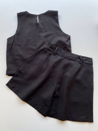 Conjunto Feminino Cléo Short e Cropped Alongado Preto - Fernanda Ramos Store