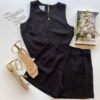 Conjunto Feminino Cléo Short e Cropped Alongado Preto - Fernanda Ramos Store