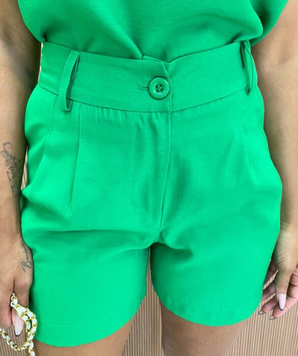 Conjunto Feminino Cléo Short e Cropped Alongado Verde - Fernanda Ramos Store