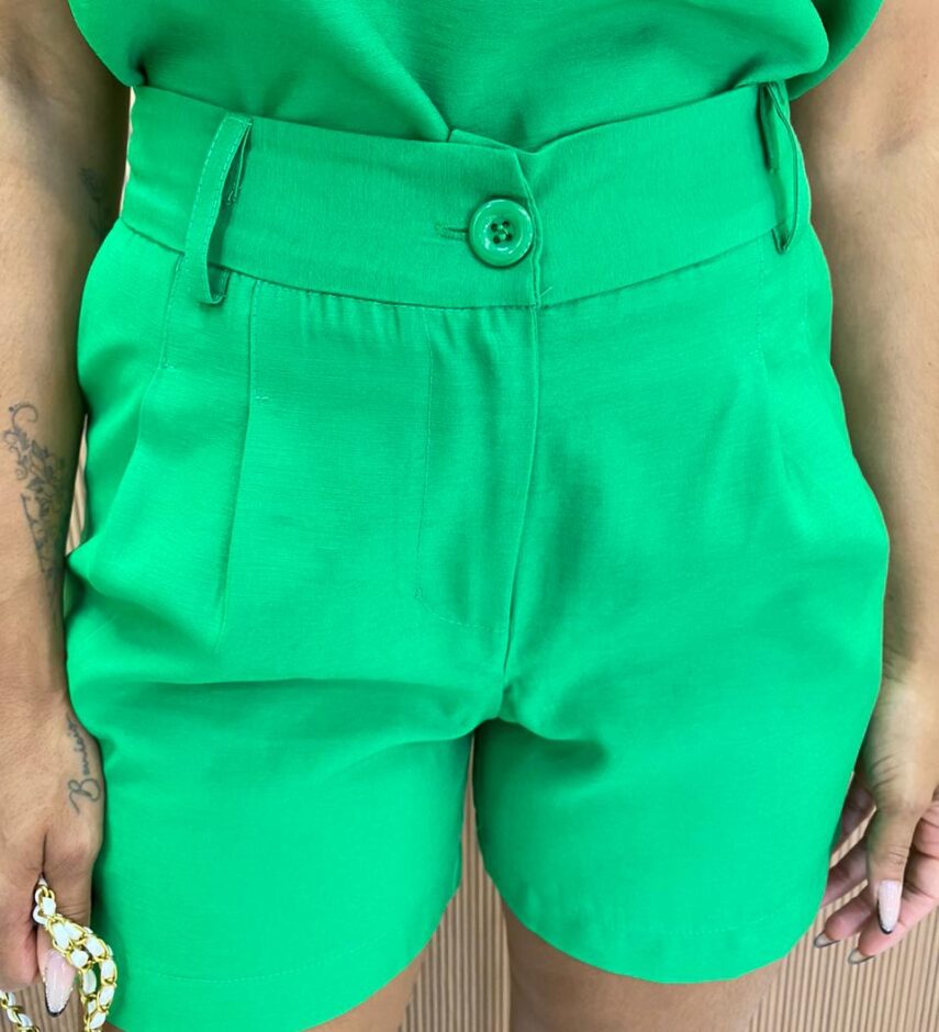 Conjunto Feminino Cléo Short e Cropped Alongado Verde - Fernanda Ramos Store