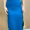 Conjunto Feminino Jade Regata e Saia Midi Azul Petróleo - Fernanda Ramos Store