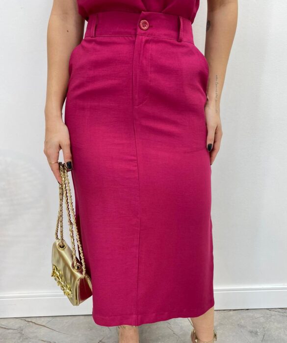 Conjunto Feminino Jade Regata e Saia Midi Rosa Escuro - Fernanda Ramos Store