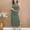 Conjunto Feminino Jade Regata e Saia Midi Verde Militar - Fernanda Ramos Store