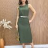 Conjunto Feminino Jade Regata e Saia Midi Verde Militar - Fernanda Ramos Store