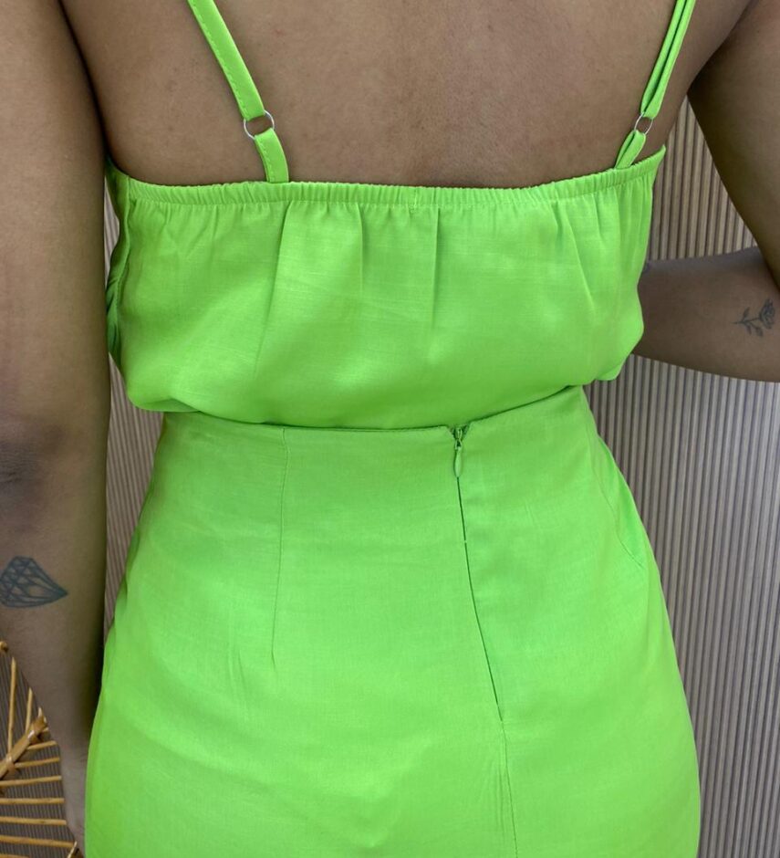 Conjunto Feminino Luna Regata e Saia com Fenda Verde - Fernanda Ramos Store