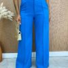 Conjunto Feminino Maitê Cropped e Calça Pantalona Azul - Fernanda Ramos Store