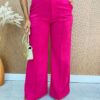 Conjunto Feminino Maitê Cropped e Calça Pantalona Pink - Fernanda Ramos Store