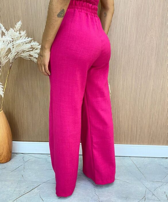 Conjunto Feminino Maitê Cropped e Calça Pantalona Pink - Fernanda Ramos Store