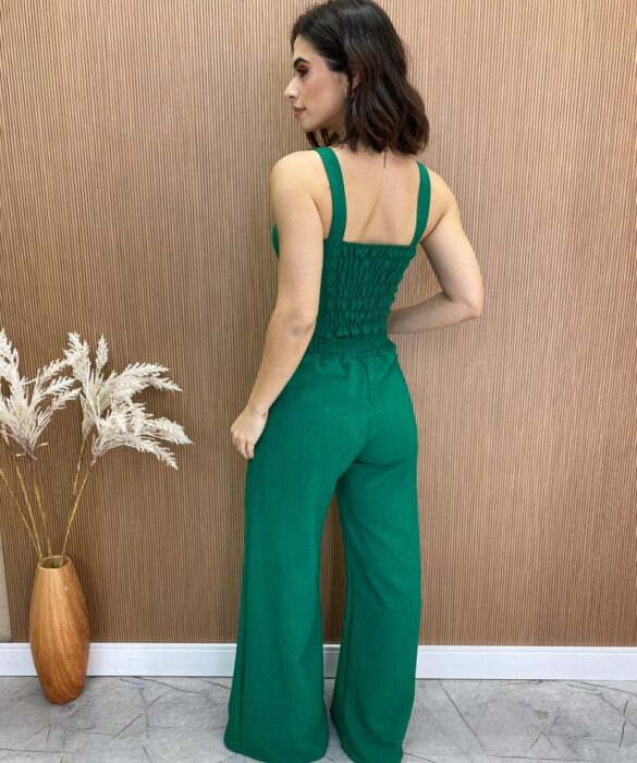 Conjunto Feminino Maitê Cropped e Calça Pantalona Verde - Fernanda Ramos Store