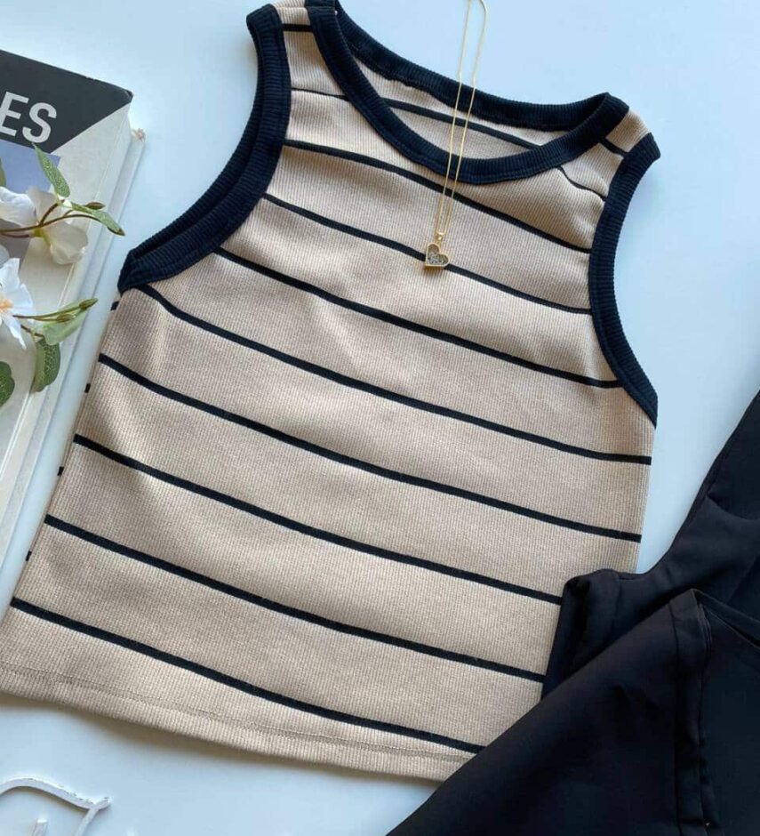 fernandaramosstore com br Cropped Feminino Canelado Heloisa Listrado Bege 1