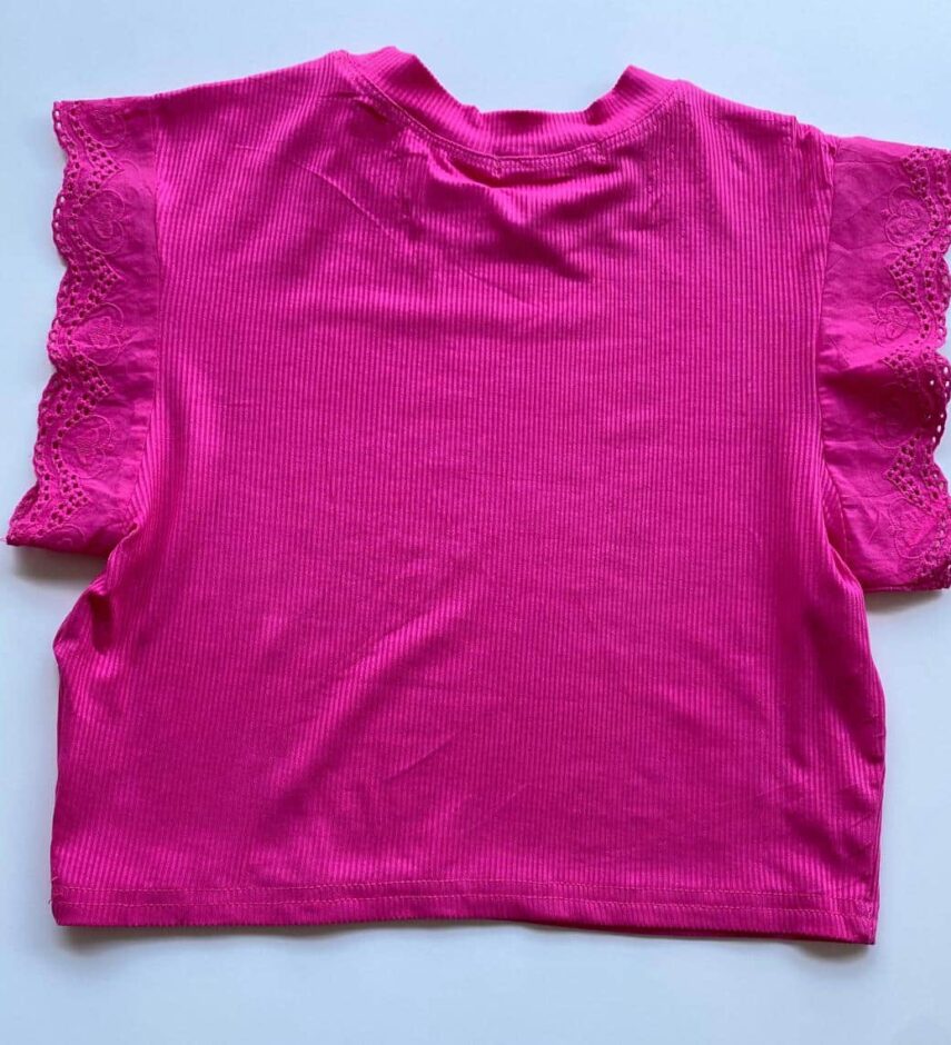 Cropped Feminino Canelado Olivia Detalhe em Laise Pink - Fernanda Ramos Store