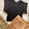 Cropped Feminino Canelado Olivia Detalhe em Laise Preto - Fernanda Ramos Store