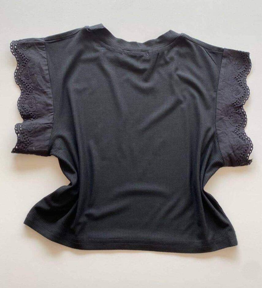 Cropped Feminino Canelado Olivia Detalhe em Laise Preto - Fernanda Ramos Store
