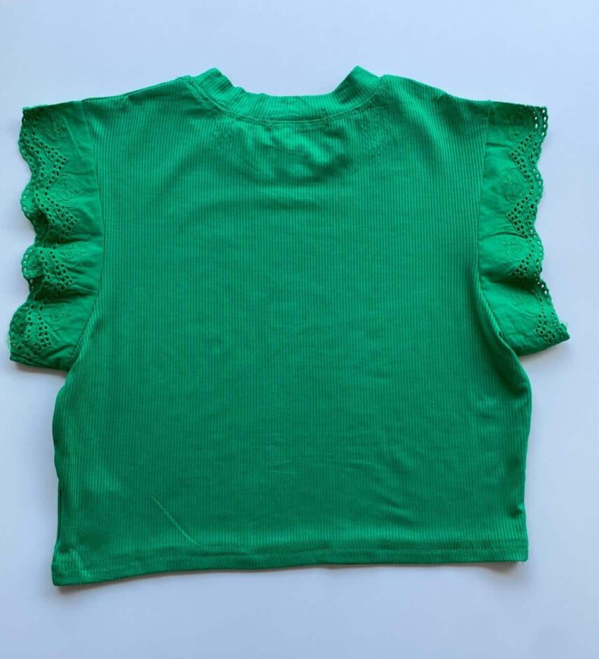 Cropped Feminino Canelado Olivia Detalhe em Laise Verde - Fernanda Ramos Store