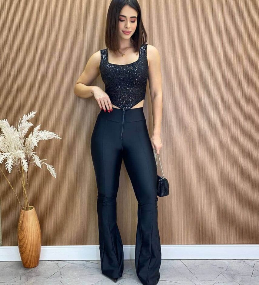 fernandaramosstore com br Cropped Feminino com Bojo Amanda Paetê Preto 2