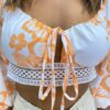 fernandaramosstore com br Cropped Feminino com Bojo e Amarração Isis Estampa Laranja 2