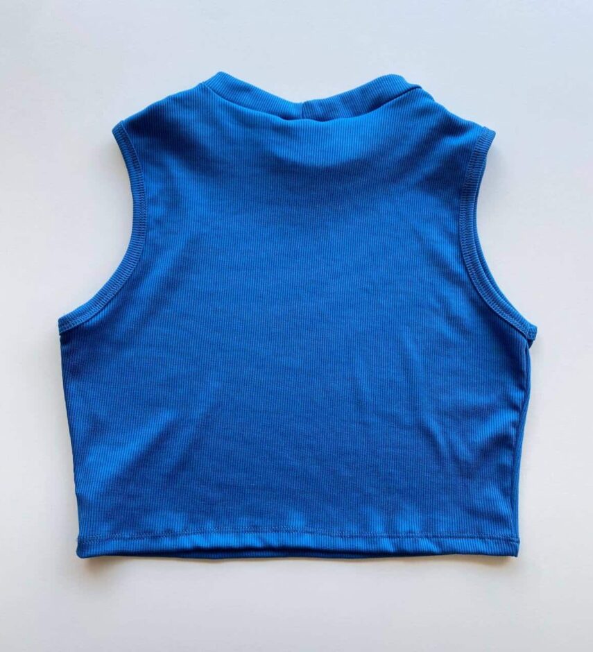Cropped Feminino sem Bojo Canelado com Corrente Azul - Fernanda Ramos Store
