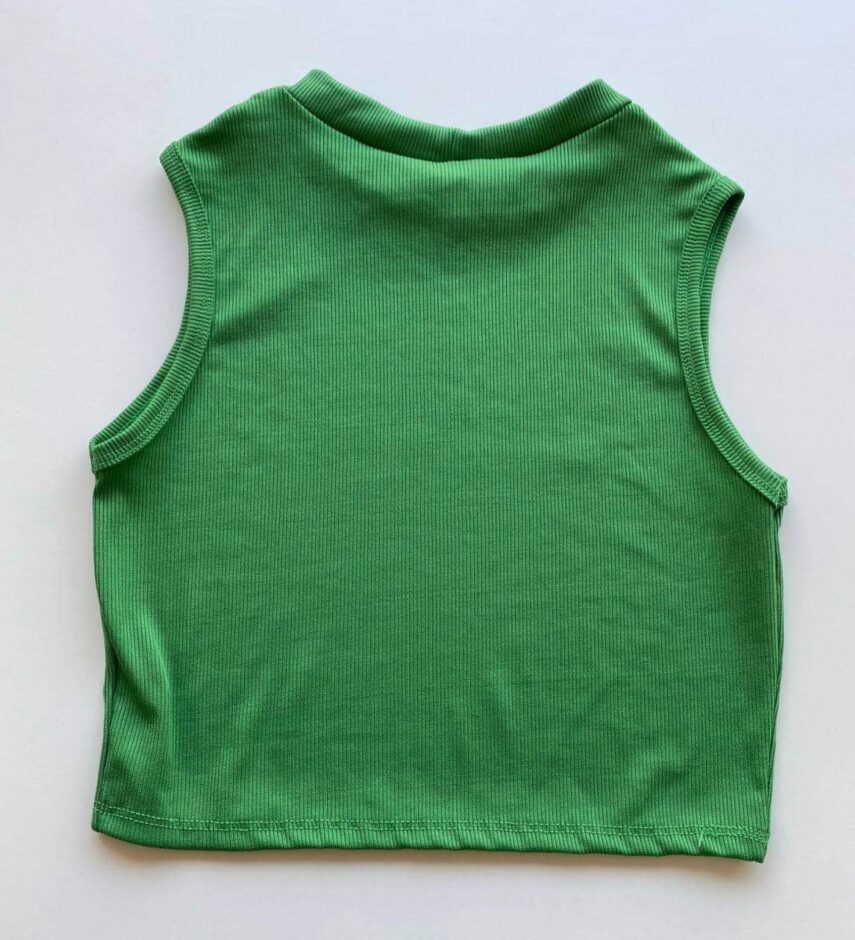 Cropped Feminino sem Bojo Canelado com Corrente Verde - Fernanda Ramos Store