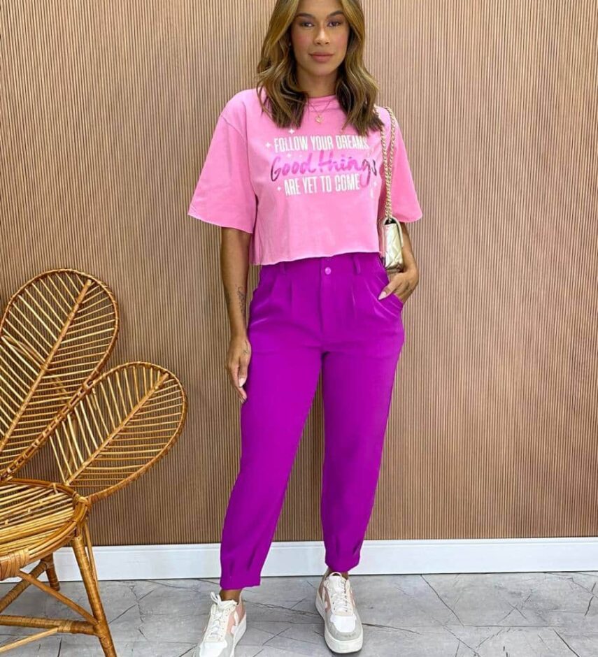 Cropped Feminino sem Bojo Follow Your Dreams Rosa - Fernanda Ramos Store