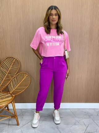 Cropped Feminino sem Bojo Follow Your Dreams Rosa - Fernanda Ramos Store