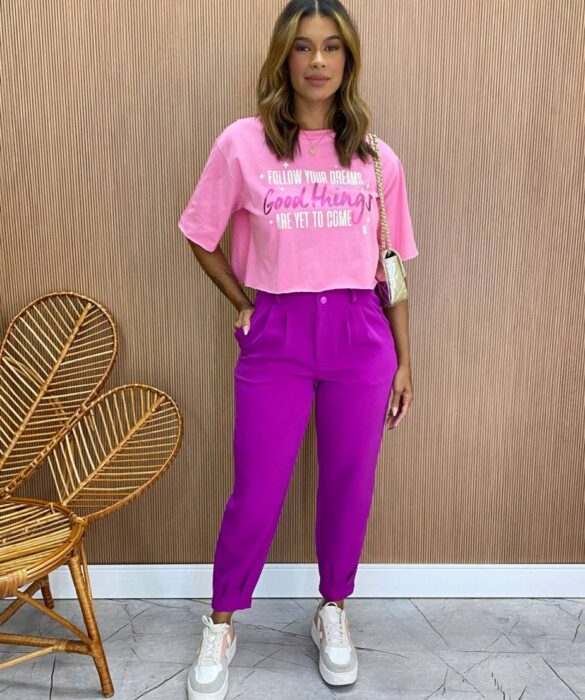 Cropped Feminino sem Bojo Follow Your Dreams Rosa - Fernanda Ramos Store