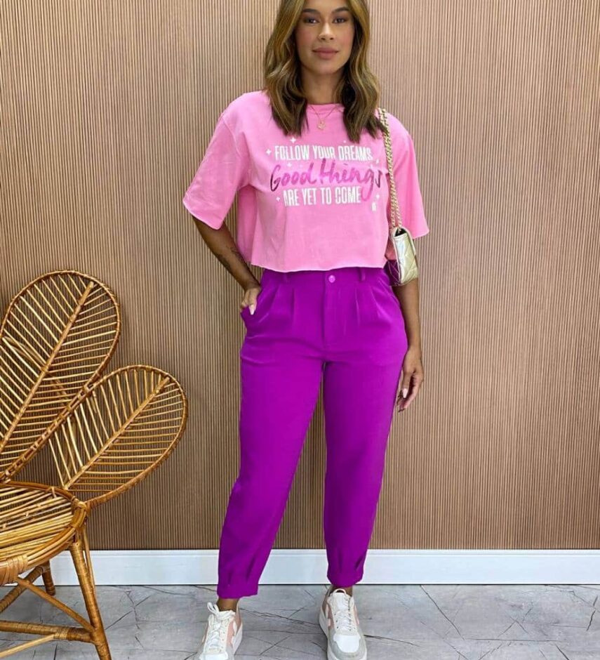 Cropped Feminino sem Bojo Follow Your Dreams Rosa - Fernanda Ramos Store