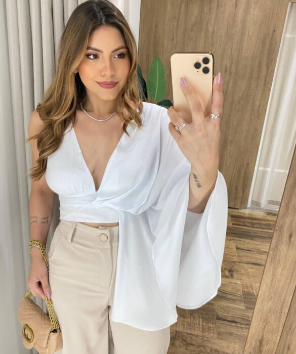 Cropped Feminino sem Bojo Isabella Branco - Fernanda Ramos Store