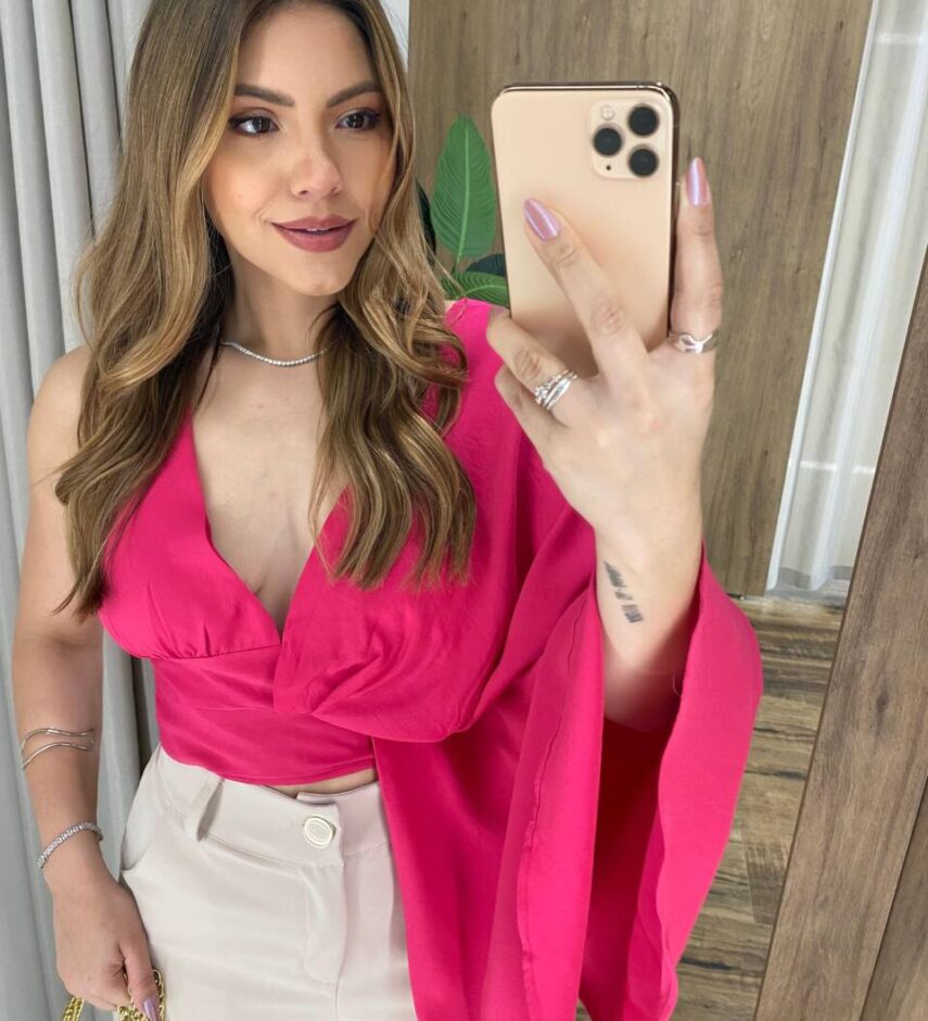 Cropped Feminino sem Bojo Isabella Pink - Fernanda Ramos Store