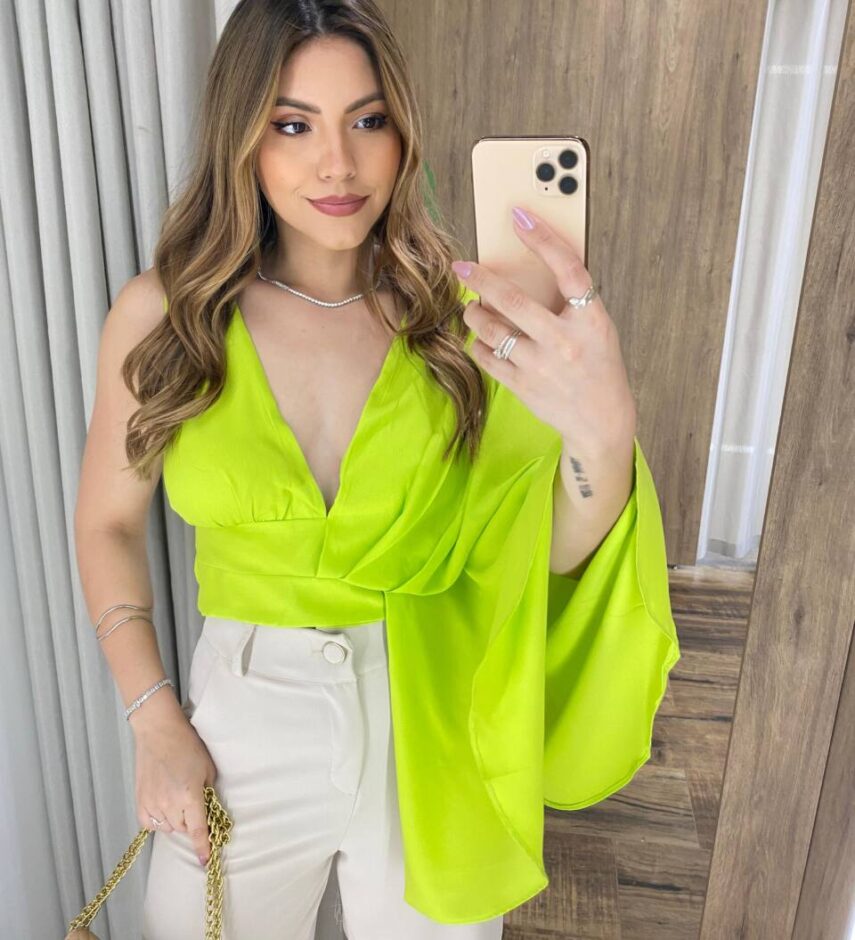 Cropped Feminino sem Bojo Isabella Verde Lima - Fernanda Ramos Store