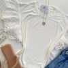 Cropped Feminino sem Bojo Manu Detalhe em Laise Branco - Fernanda Ramos Store