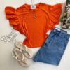 Cropped Feminino sem Bojo Manu Detalhe em Laise Laranja - Fernanda Ramos Store