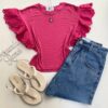 Cropped Feminino sem Bojo Manu Detalhe em Laise Pink - Fernanda Ramos Store