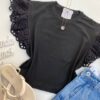 Cropped Feminino sem Bojo Manu Detalhe em Laise Preto - Fernanda Ramos Store