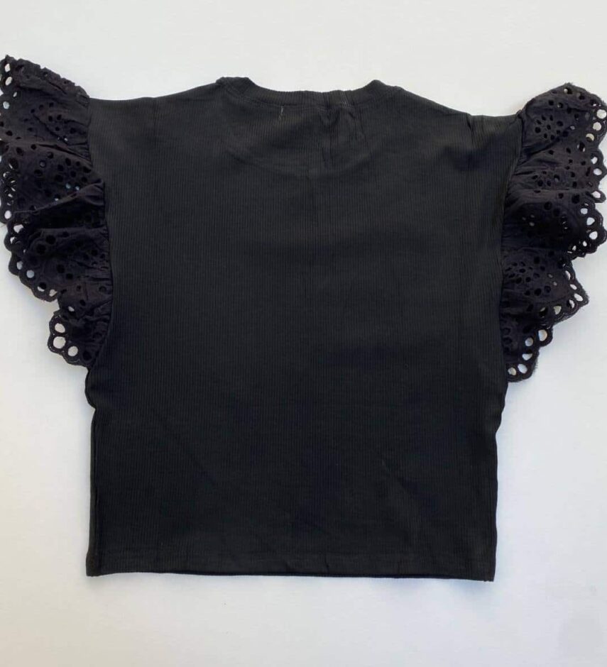 Cropped Feminino sem Bojo Manu Detalhe em Laise Preto - Fernanda Ramos Store