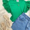 Cropped Feminino sem Bojo Manu Detalhe em Laise Verde - Fernanda Ramos Store