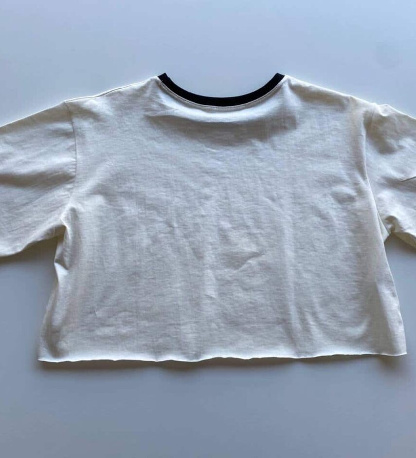 Cropped Feminino sem Bojo Mariana Off White Detalhe Preto - Fernanda Ramos Store