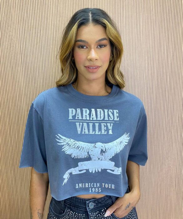 Cropped Feminino sem Bojo Paradise Valley Cinza - Fernanda Ramos Store