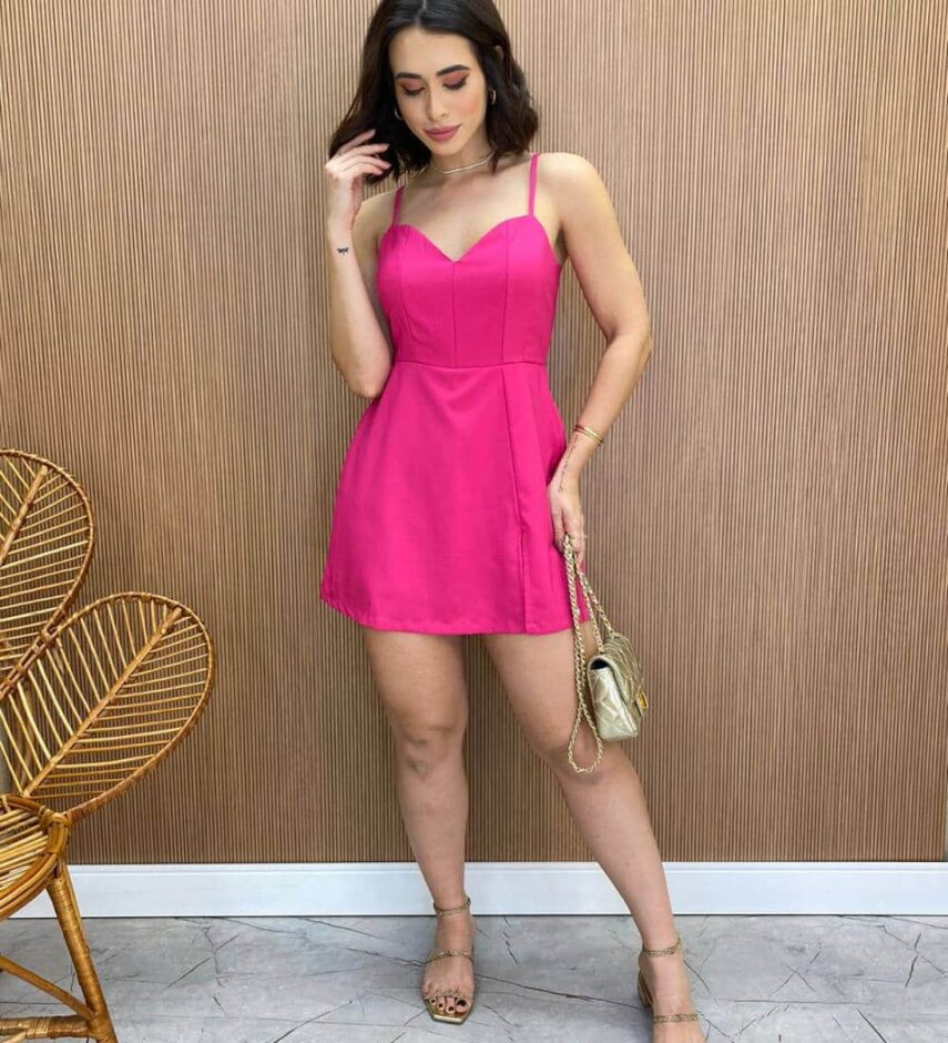 Macaquinho Feminino sem Alça Regulável Helena Pink - Fernanda Ramos Store