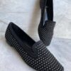 Mocassim Feminino Bico Quadrado Nobuck Preto com Aplicações - Fernanda Ramos Store