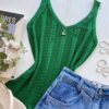 fernandaramosstore com br Regata Feminina Tricot Amanda com Detalhe Verde 1