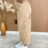 fernandaramosstore com br Saia Feminina Midi Cargo com Fenda Sarja Bege 3