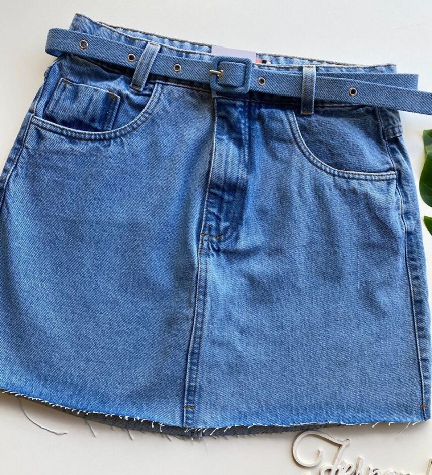 fernandaramosstore com br Saia Jeans Feminina Curta com Cinto 093 1
