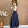 fernandaramosstore com br Saia Midi Feminina de Laise Victoria Azul Marinho 3