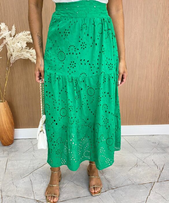 Saia Midi Feminina de Laise Victoria Verde - Fernanda Ramos Store