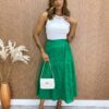 Saia Midi Feminina de Laise Victoria Verde Fernanda Ramos Store