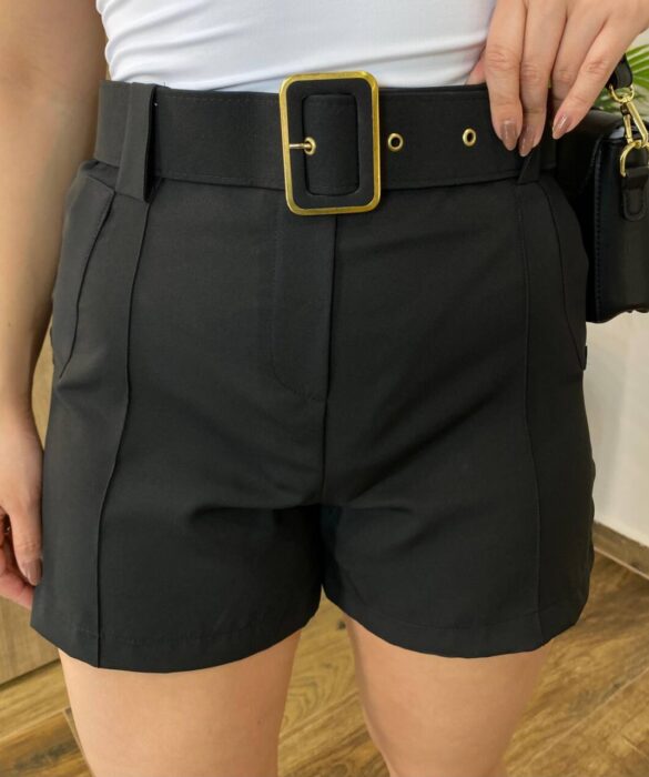 Short Feminino Alfaiataria Maya com Cinto Preto - Fernanda Ramos Store