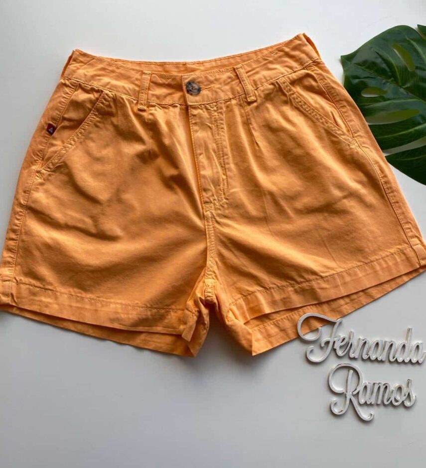 Short Feminino com Pregas Sarja Laranja 094606 - Fernanda Ramos Store